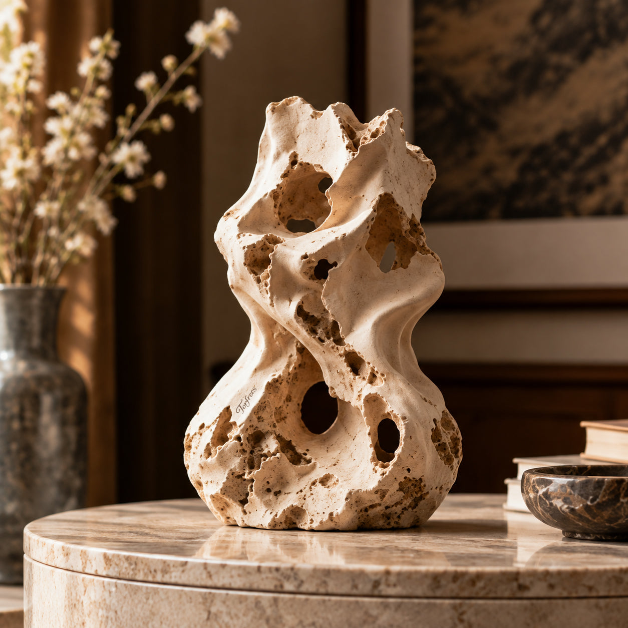 Torfrees Hollow Travertine Lake Rock Abstract Sculpture