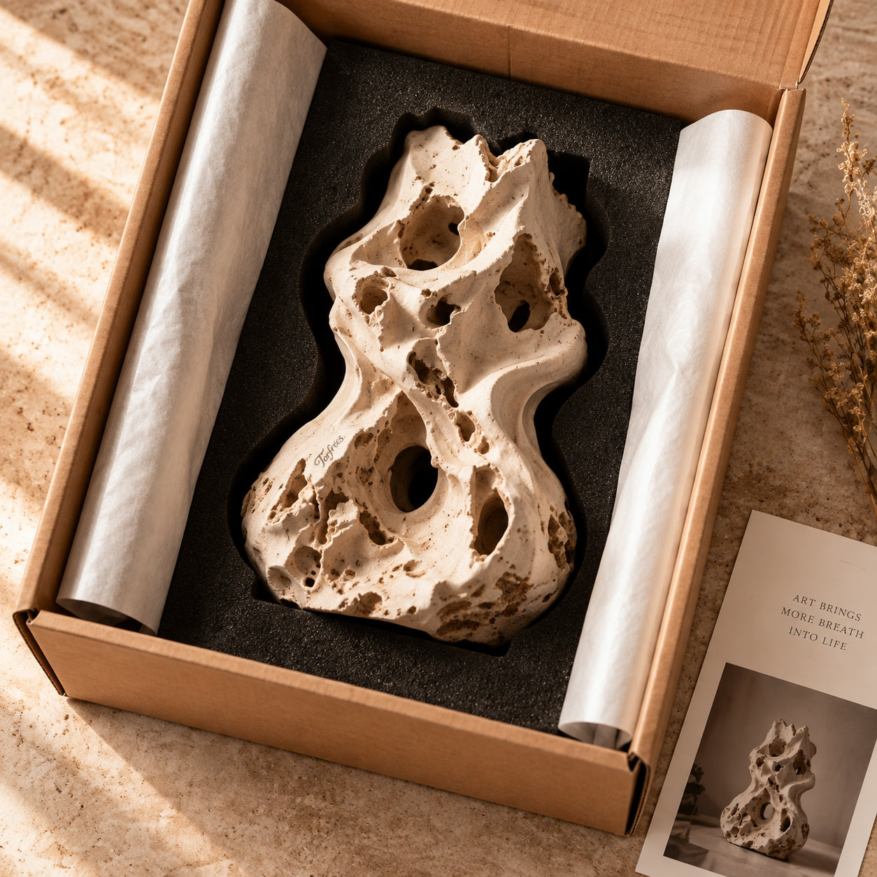 Torfrees Hollow Travertine Lake Rock Abstract Sculpture