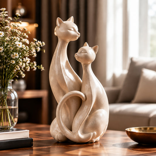 Torfrees Abstract Couple Cat Resin Sculpture